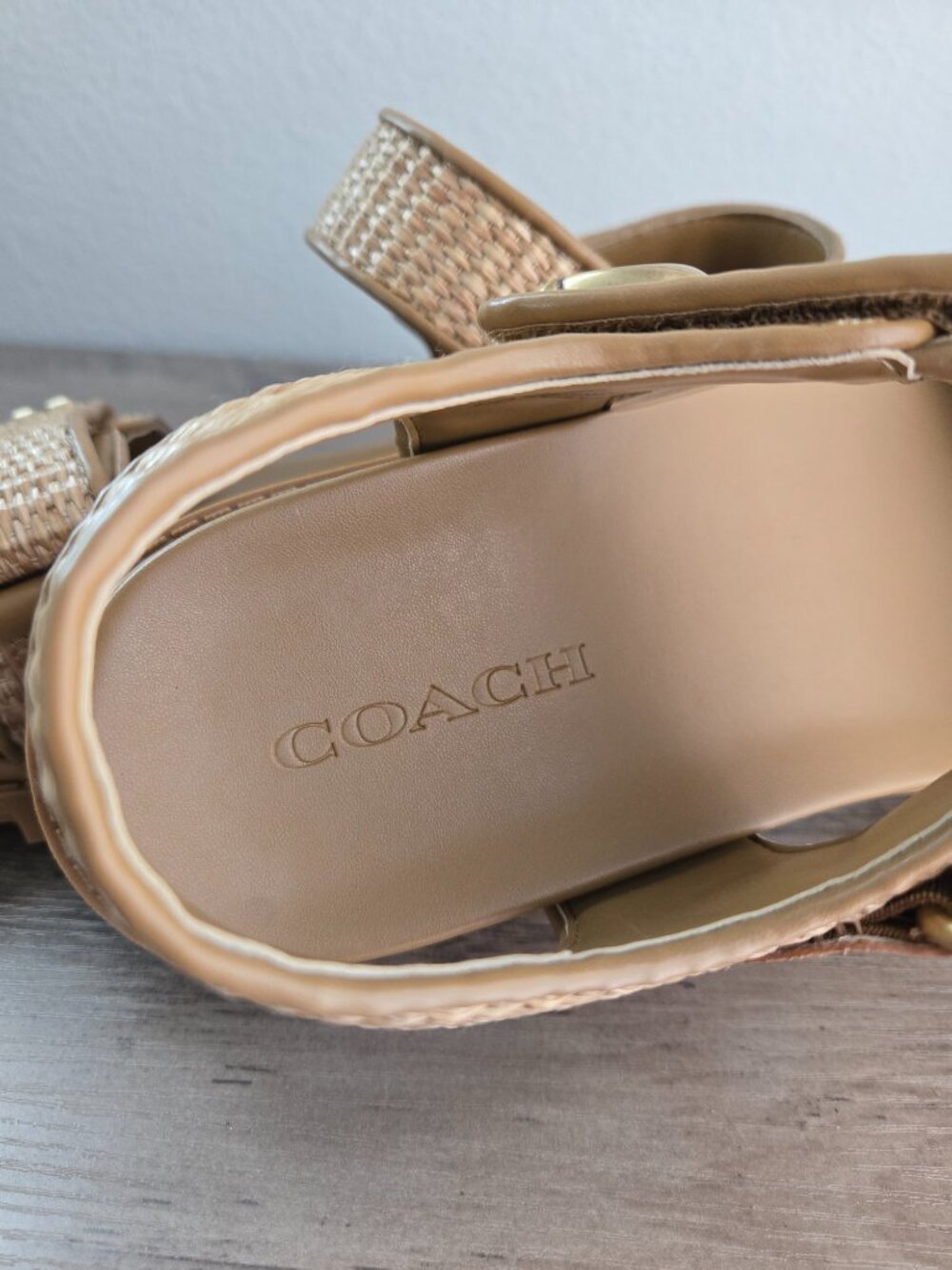 COACH Brynn Straw Open Toe Casual Sandals Natural Size 11B - Picture 12 of 16
